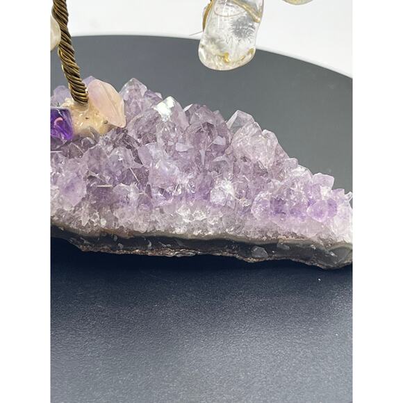 Handmade Multi-Color Gemstone Wire Tree on Amethyst Crystal Base 4.25” Decor - Picture 5 of 13